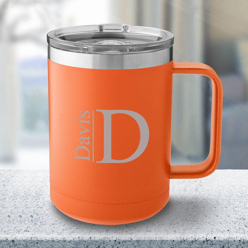 Personalized 15 oz Orange Travel Tumbler