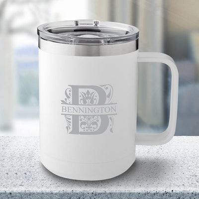 Personalized 15 oz White Travel Tumbler