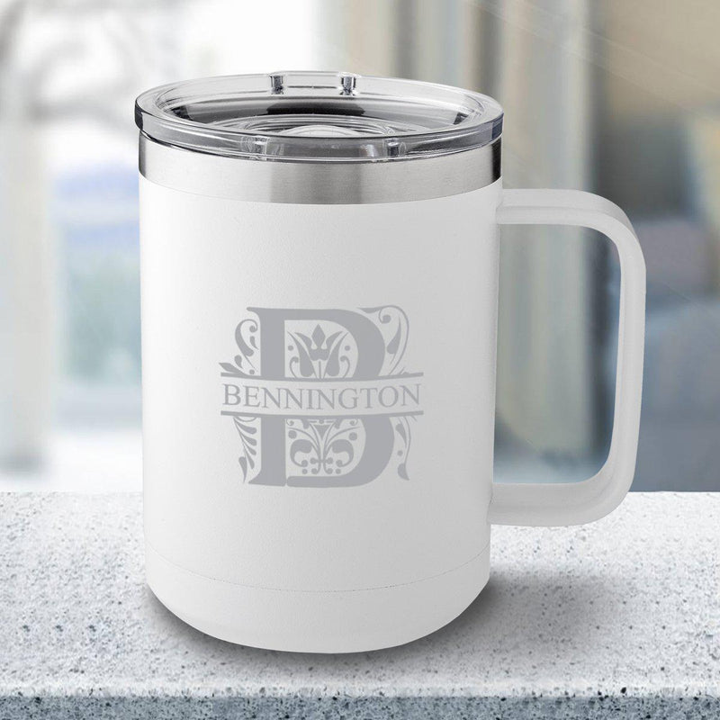 Personalized 15 oz White Travel Tumbler