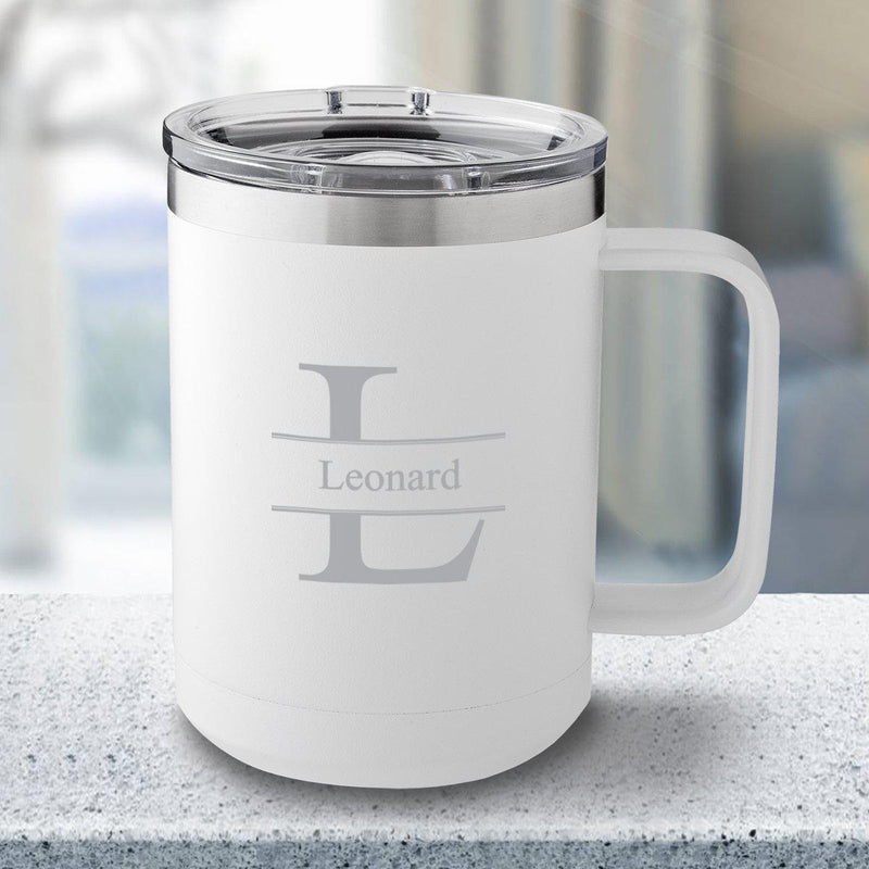Personalized 15 oz White Travel Tumbler