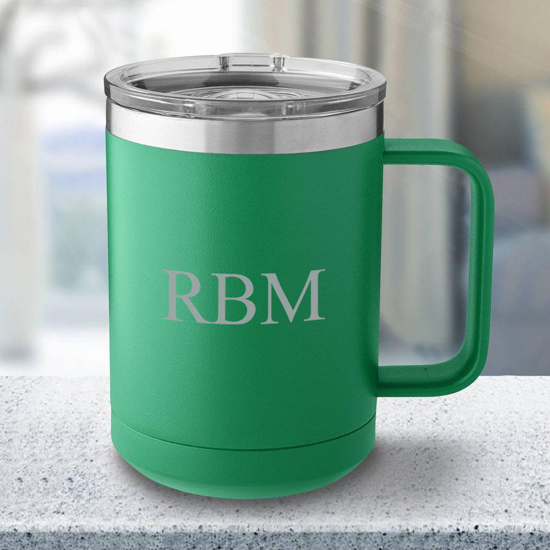 Personalized 15 oz Green Travel Tumbler