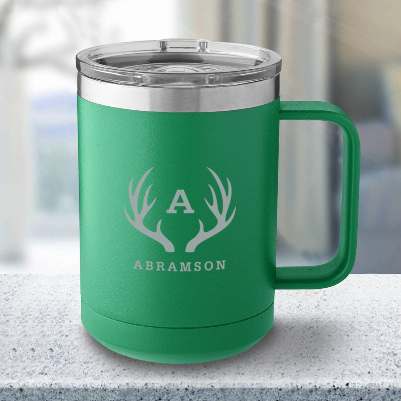 Personalized 15 oz Green Travel Tumbler