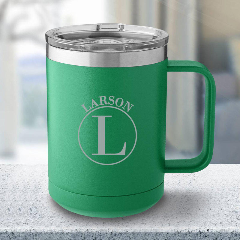 Personalized 15 oz Green Travel Tumbler