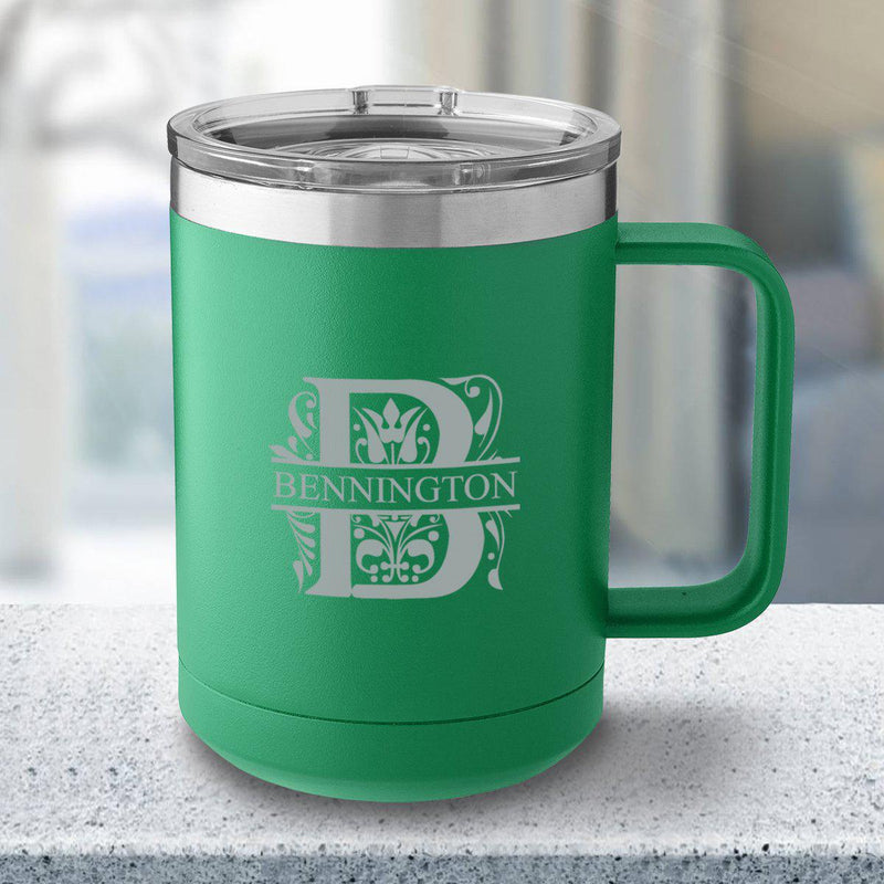 Personalized 15 oz Green Travel Tumbler