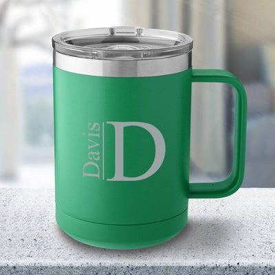 Personalized 15 oz Green Travel Tumbler