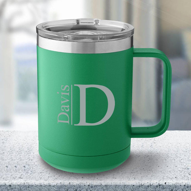 Personalized 15 oz Green Travel Tumbler