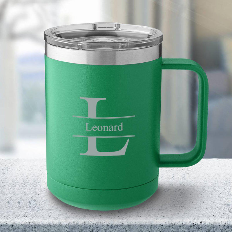 Personalized 15 oz Green Travel Tumbler