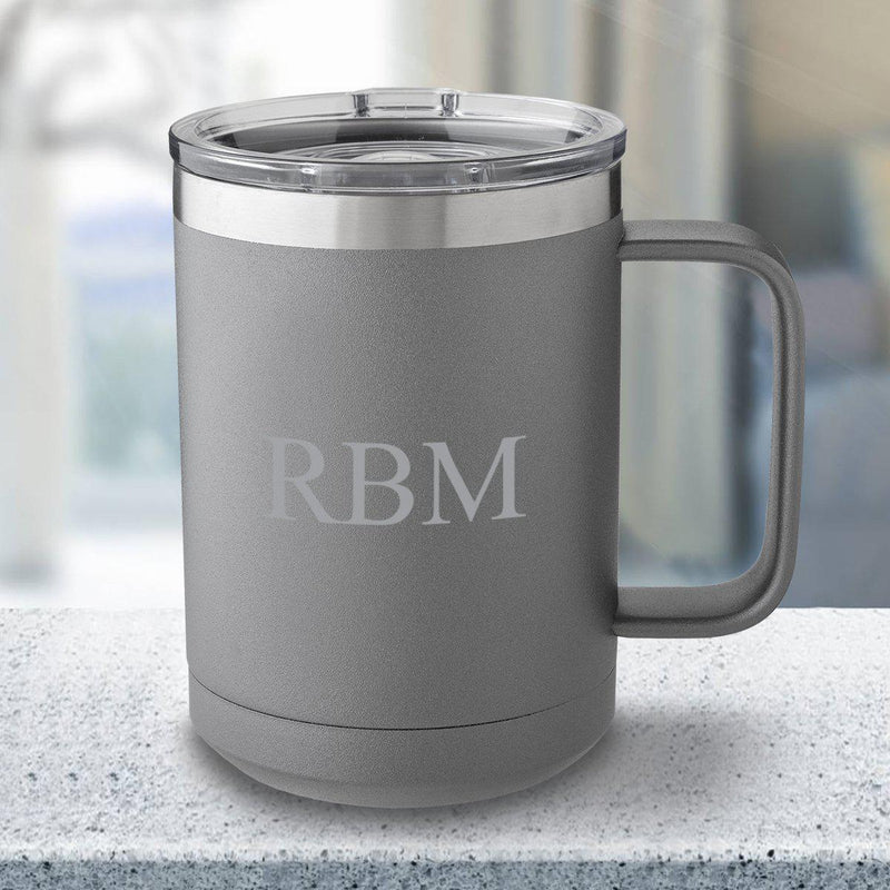 Personalized 15 oz Gray Travel Tumbler