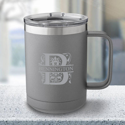 Personalized 15 oz Gray Travel Tumbler