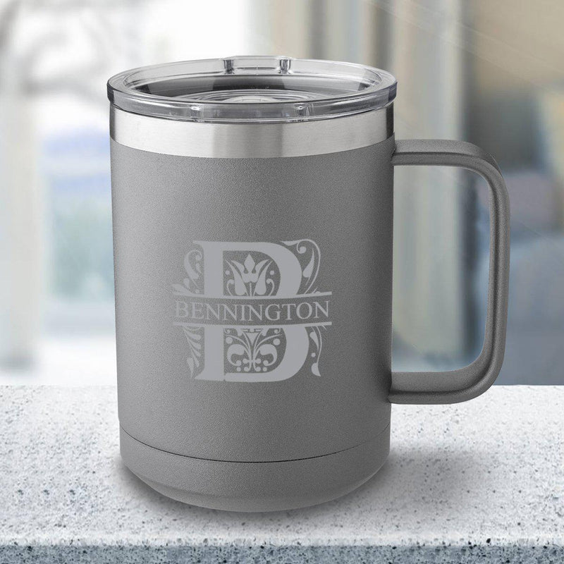 Personalized 15 oz Gray Travel Tumbler