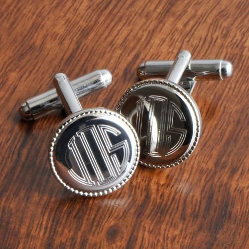 Personalized Cufflinks - Set of 5 - Silver - Round - Groomsmen Gifts-Silver-