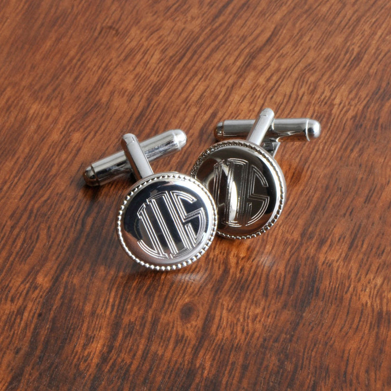 Engraved Leather Wallet & Monogrammed Cufflinks Gift Set-