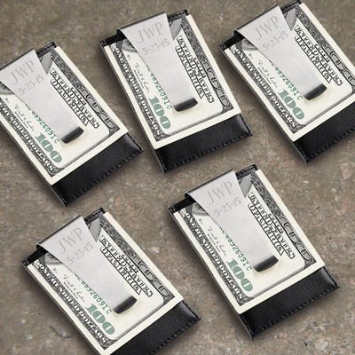 Personalized Wallets - Money Clip - Set of 5 - Leather - Groomsmen-