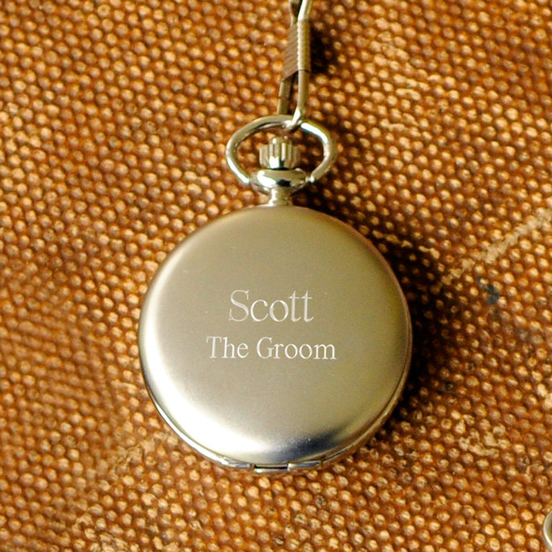 Engraved Groomsmen Pocket Watch-Executive Gifts-JDS-Brushed-