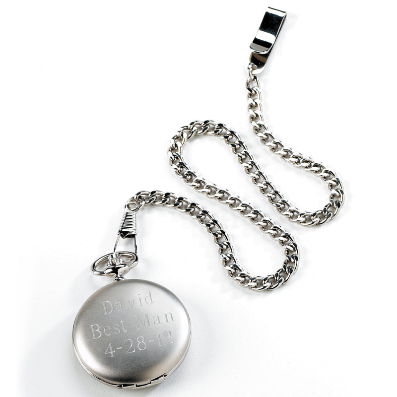Personalized Brushed Groomsmen Pocket Watch-