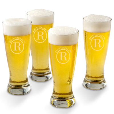 Personalized Grand Pilsner Glass Set of 4-Circle-