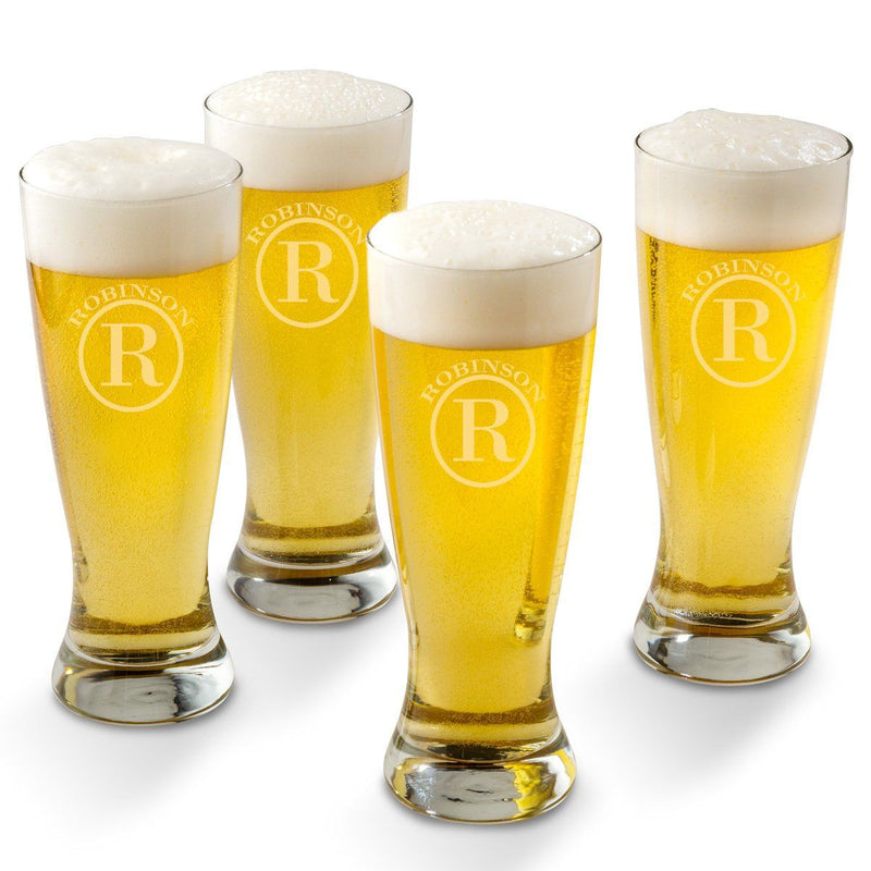 Personalized Grand Pilsner Glass Set of 4-Circle-