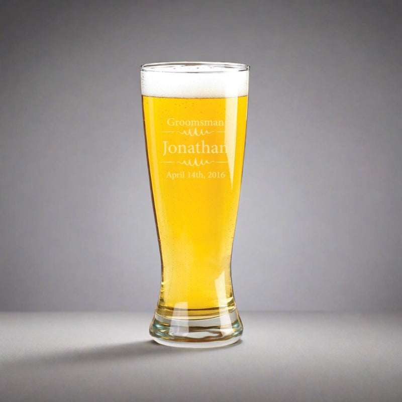 Personalized Beer Glasses - Pilsner - Glass - Groomsmen - 20 oz.-Modern-