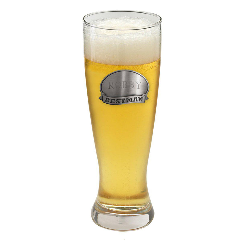 Personalized Beer Glasses - Pilsner - Pewter Medallion - 20 oz.-Bestman-