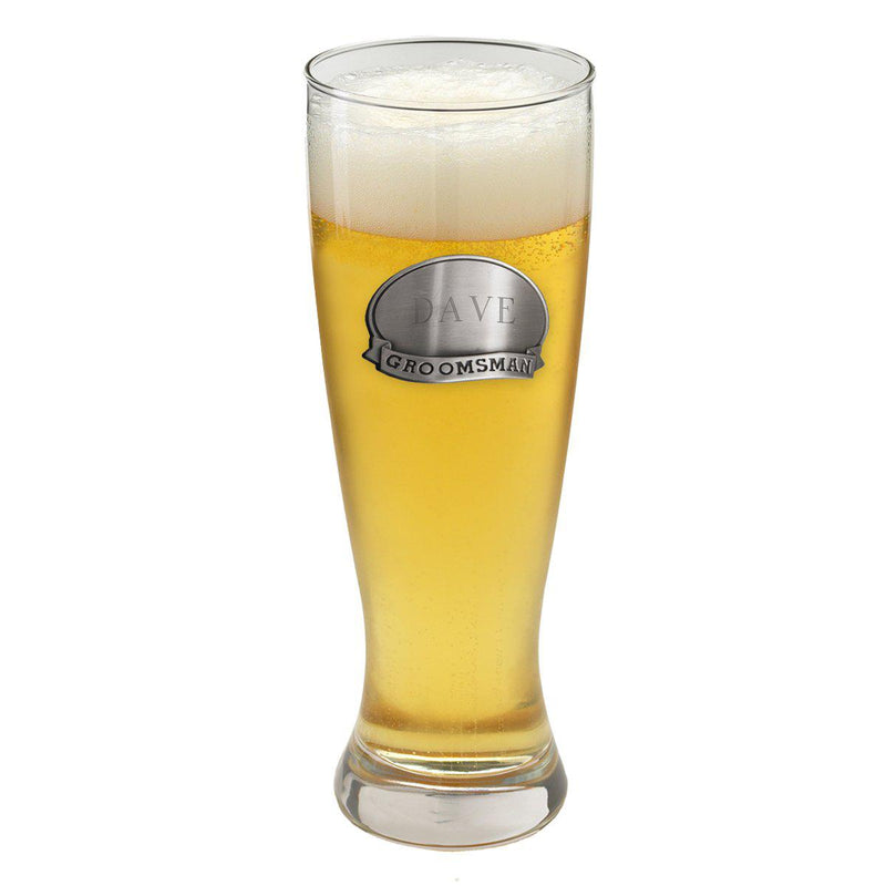 Personalized Beer Glasses - Pilsner - Pewter Medallion - 20 oz.-
