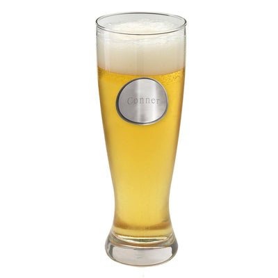 Personalized Beer Glasses - Pilsner - Pewter Medallion - 20 oz.-Plain-