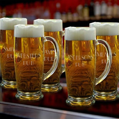 Personalized Groomsmen Glass Beer Mugs Set of 5 - 18 oz.-Barware-JDS-