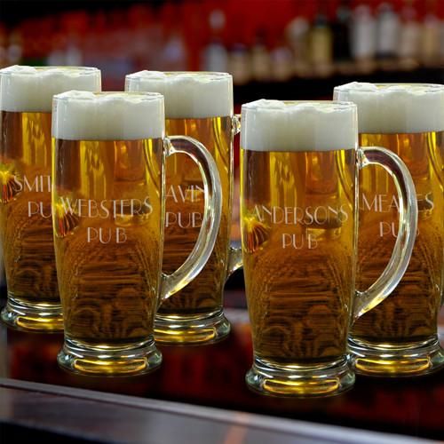 Personalized Groomsmen Glass Beer Mugs Set of 5 - 18 oz.-Barware-JDS-
