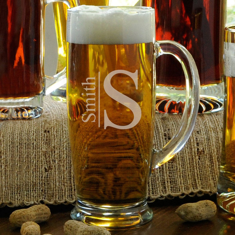 Personalized Beer Mugs - Glass - Slim - Groomsmen - 18 oz.-Modern-