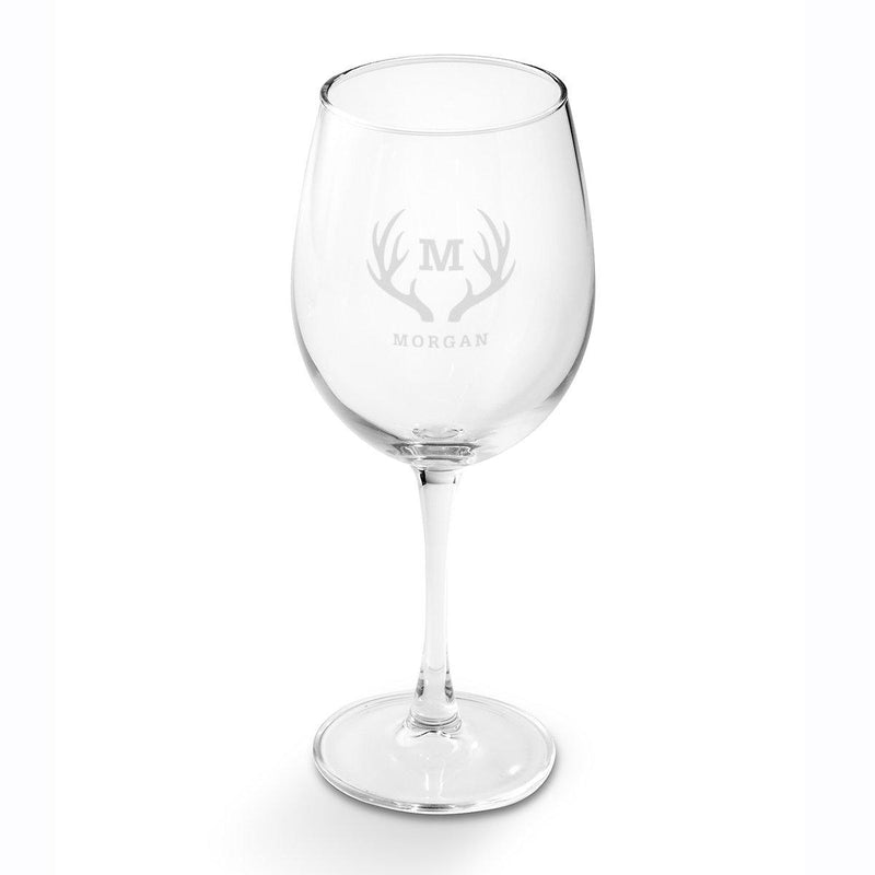 Personalized White Wine Glass-Barware-JDS-Antlers-