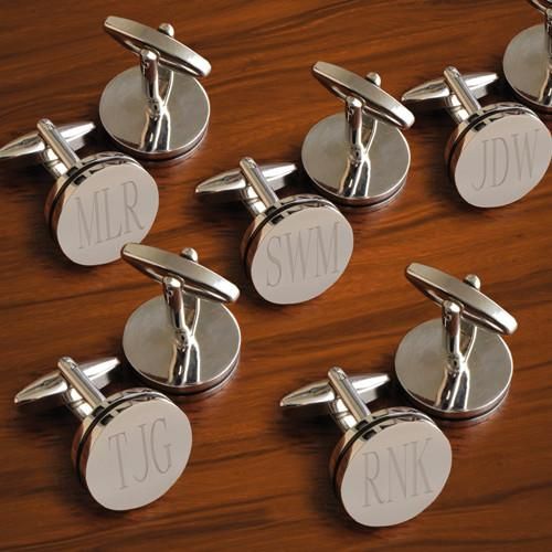 Personalized Cufflinks - Set of 5 - Pinstripe - Groomsmen Gifts-Silver-