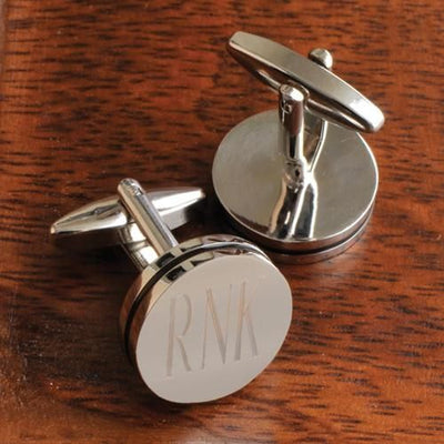 Personalized Cufflinks - Set of 5 - Pinstripe - Groomsmen Gifts-Silver-