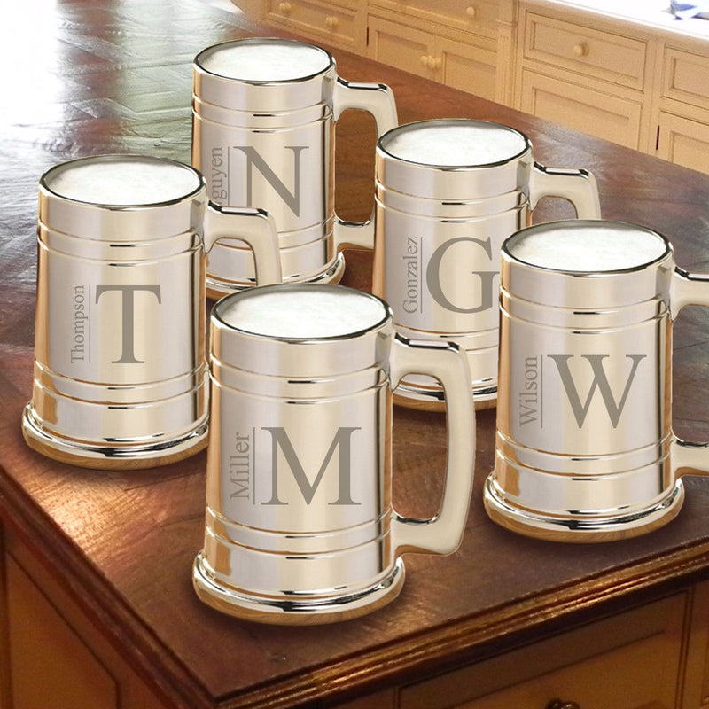 Personalized Groomsmen Gunmetal Beer Mugs - Set of 5-Barware-JDS-Modern-
