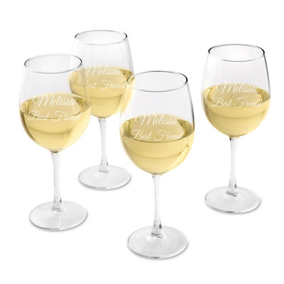 Personalized White Wine Glass - Set of 4 Glasses-2Line-