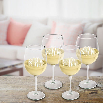Personalized White Wine Glass Set-White-