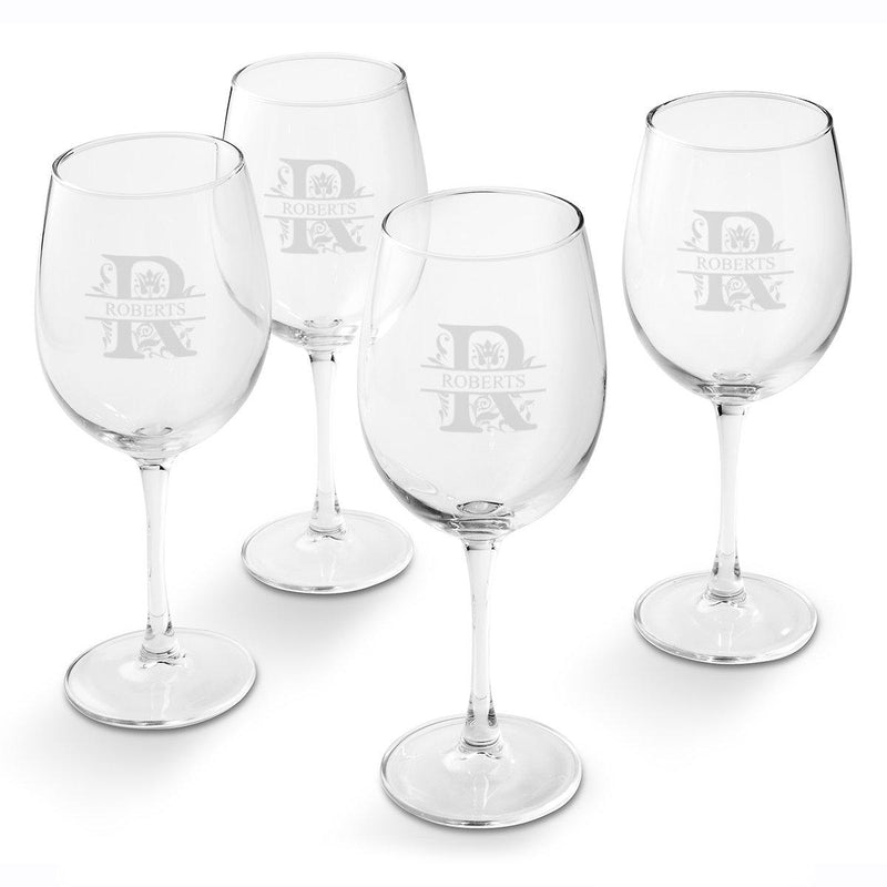 Personalized White Wine Glass - Set of 4 Glasses-Filigree-