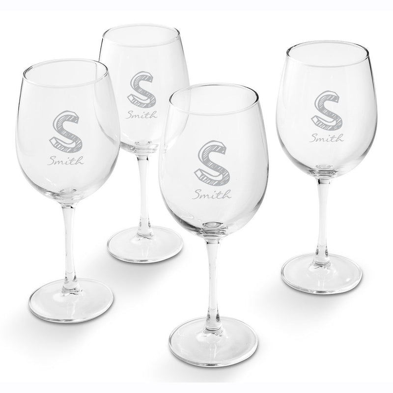 Personalized White Wine Glass - Set of 4 Glasses-Kate-