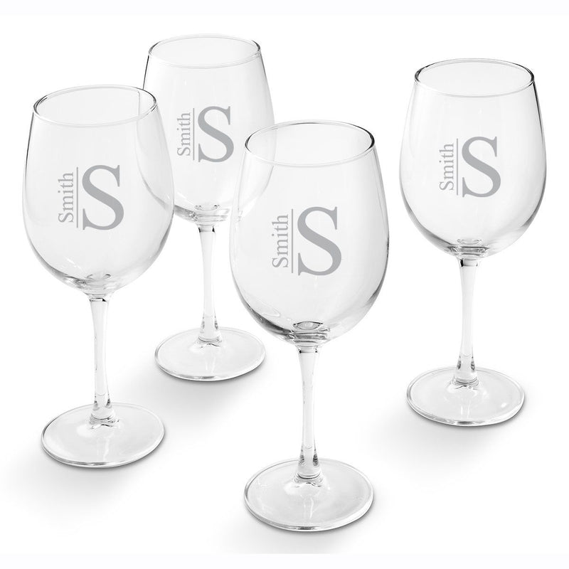Personalized White Wine Glass - Set of 4 Glasses-Modern-