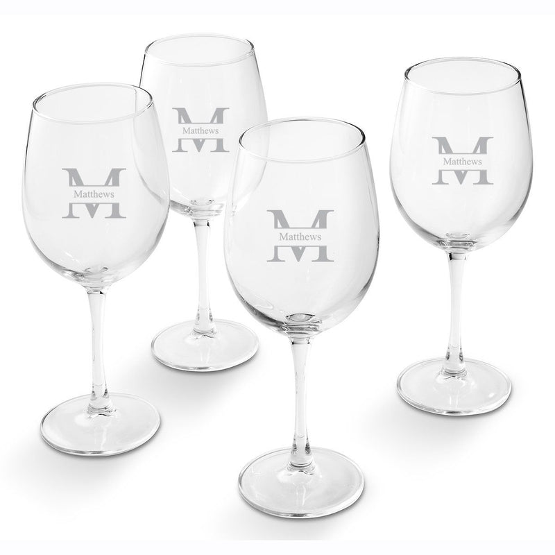 Personalized White Wine Glass - Set of 4 Glasses-Stamped-