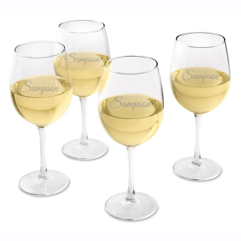 Personalized White Wine Glass - Set of 4 Glasses-Script-