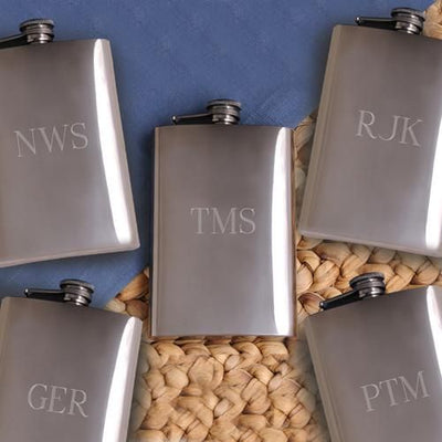 Set of 5 Personalized Gunmetal Flasks for Groomsmen-Flasks-JDS-