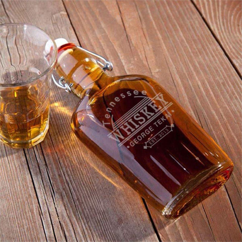 Personalized Vintage Glass Flask - 4 Designs