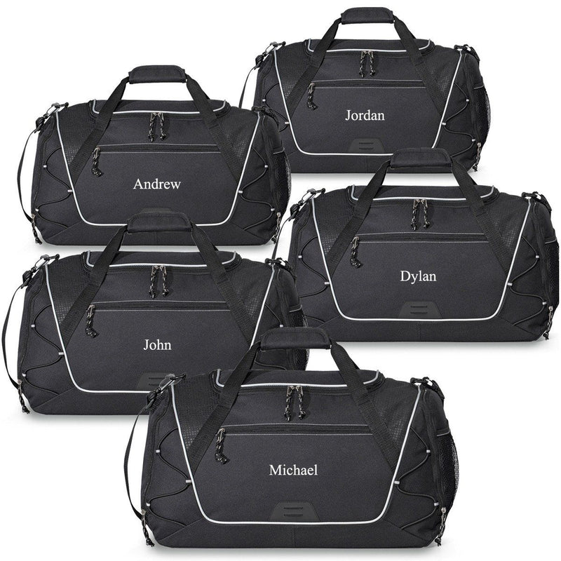 Personalized Black Weekender Duffel Bags for Groomsmen - Set of 5-Travel Gifts-JDS-