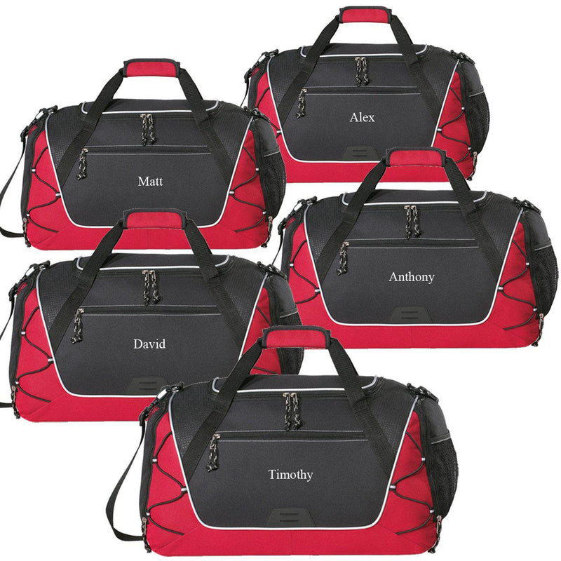 Personalized Sports Weekender Duffel Bag - Set of 5-Red-