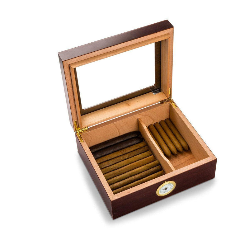 Personalized Trinidad Glass Top Mahogany Humidor