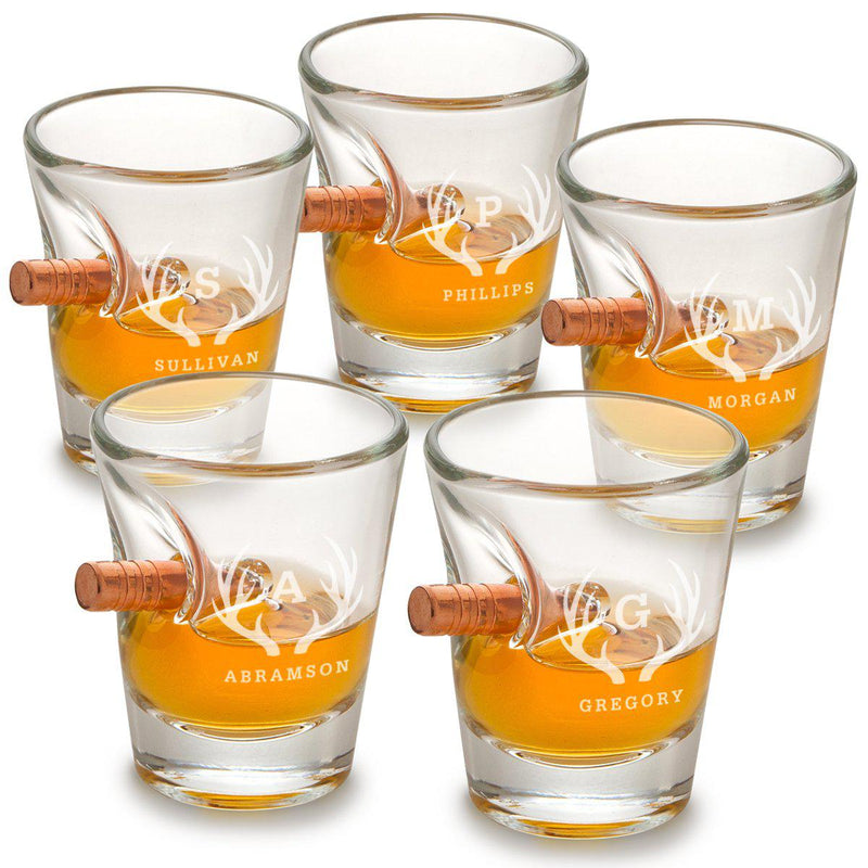 Set of 5 Personalized Bullet Wedding Shot Glasses