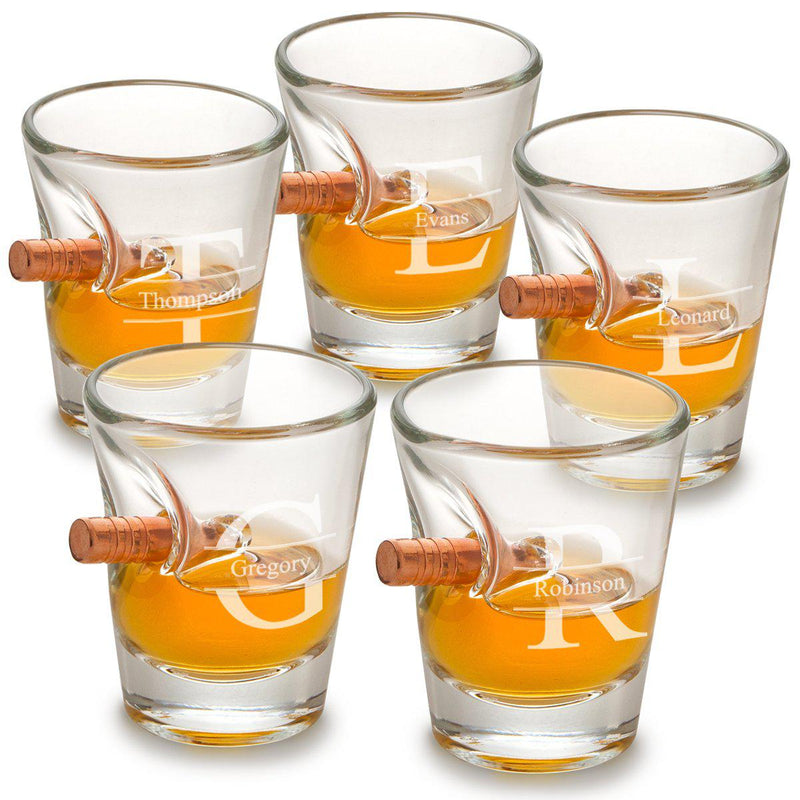Set of 5 Personalized Bullet Wedding Shot Glasses