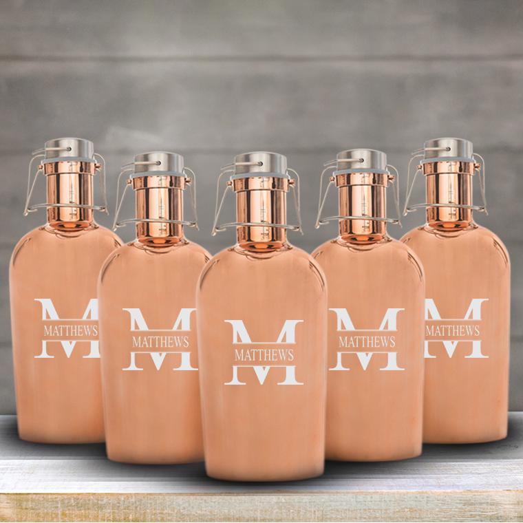 Personalized 64oz. Copper Growler - Set of 5