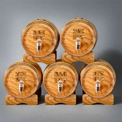 Personalized Mini Oak Whiskey Barrel - Set of 5 - Filigree - JDS