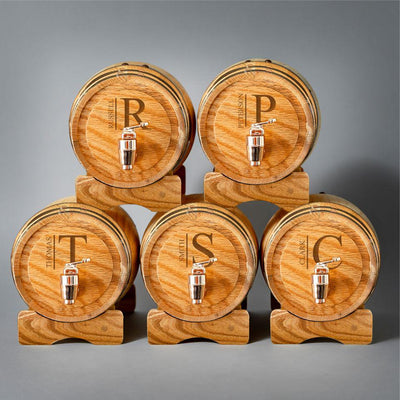 Personalized Mini Oak Whiskey Barrel - Set of 5 - Modern - JDS