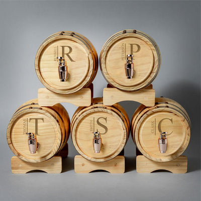 Personalized Mini Pine Whiskey Barrel - Set of 5 - Modern - JDS